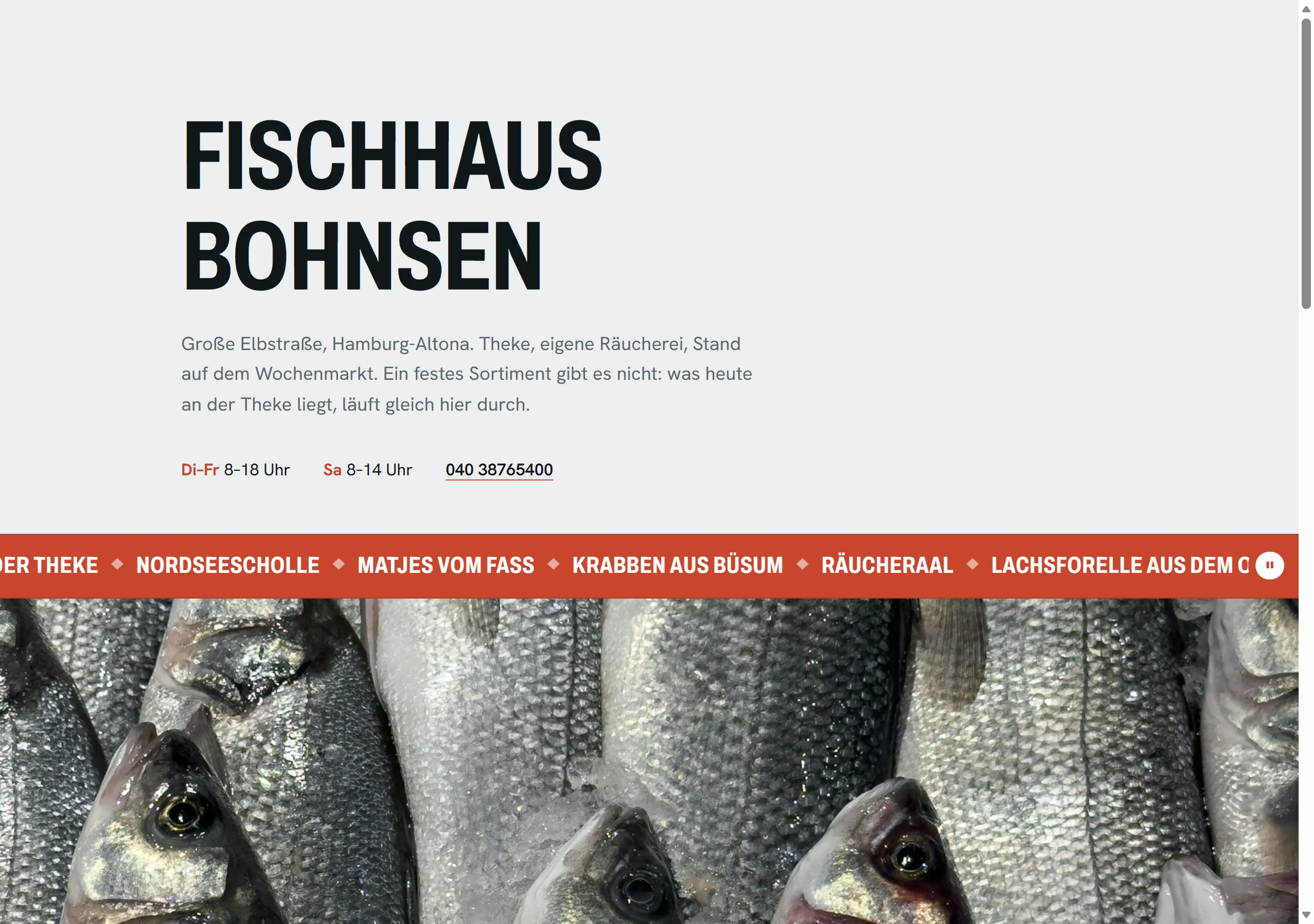 Startseite des Beispiels „Fischhaus Bohnsen“