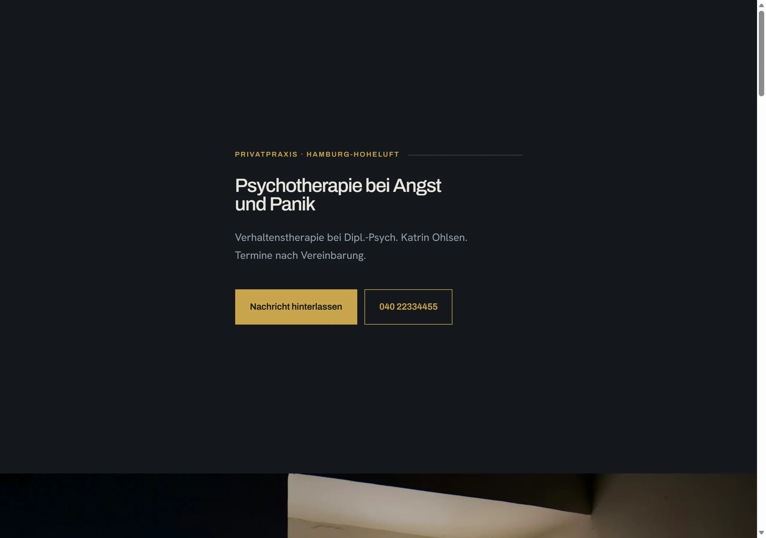 Startseite des Beispiels „Psychotherapiepraxis — abends“